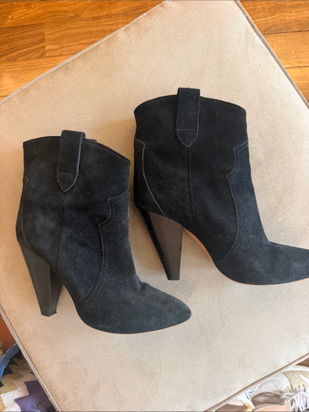 Isabel Marant Black Suede Pointed Ankle Booties